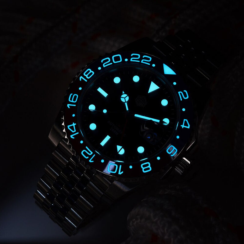 San Martin New Men Watch Mechanical Automatic Link GMT Sapphire Luxury Top Grade Stainless Steel Diving Watch Relogio Masculino