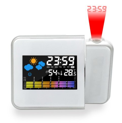 LED Digital Projection Alarm Clock Table Electronic Temperature Display Backlight Snooze Ceiling Clocks for Home Bedroom Timer