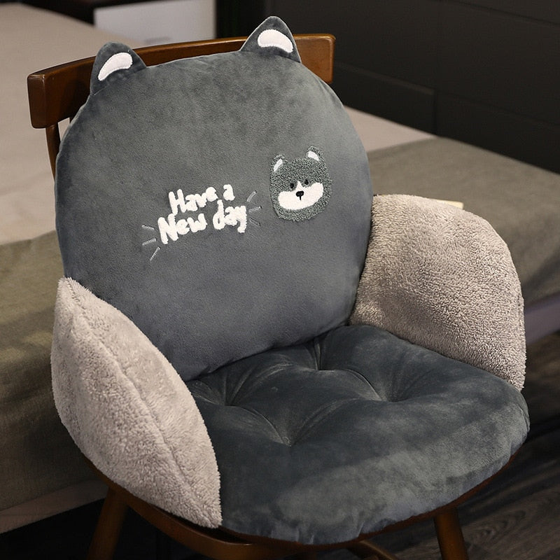 Chair One-piece Cushion Office Sedentary Butt Mat Student Seat Back Cushions Waist Support Chair Backrest Mat Home Decoration