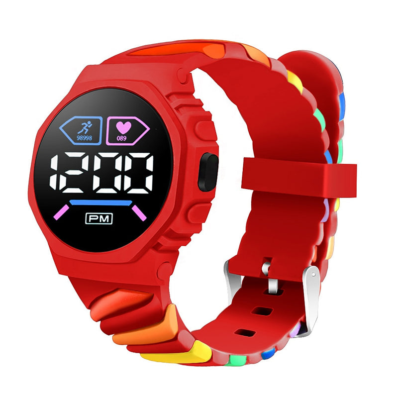 LED Digital Children Kids Watch Wristwatch for Boys Girls Waterproof Silicone Rainbow Kids Student Sport Electronic Watches