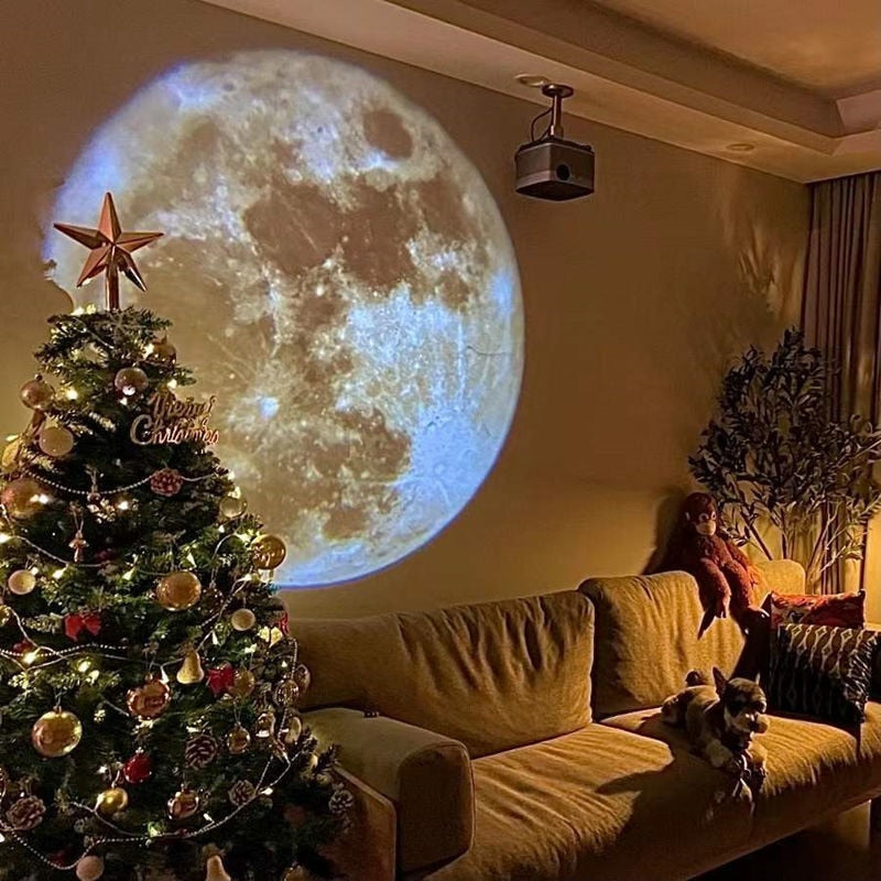 Aurora Moon Galaxy Projection Lamp Creative Background Atmosphere Night Light Earth Projector Photography Lamp for Birthday Gift