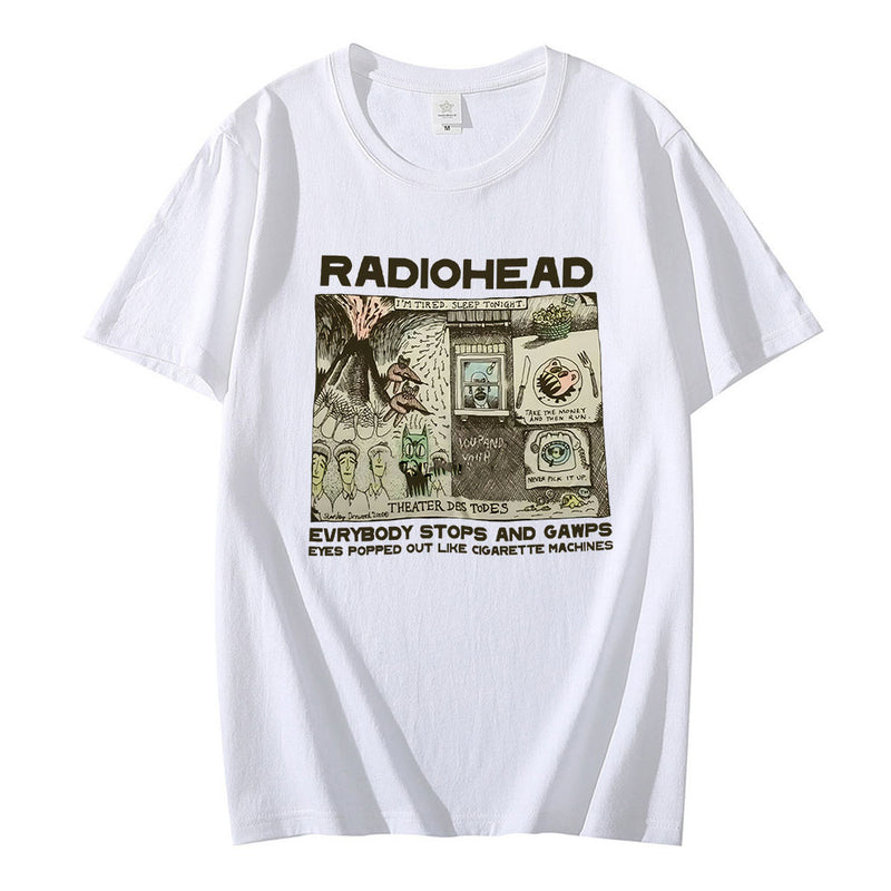 Radiohead T Shirt Men Fashion Summer Cotton T-shirts Kids Hip Hop Tops Arctic Monkeys Tees Women Tops Rock Boy Camisetas Hombre