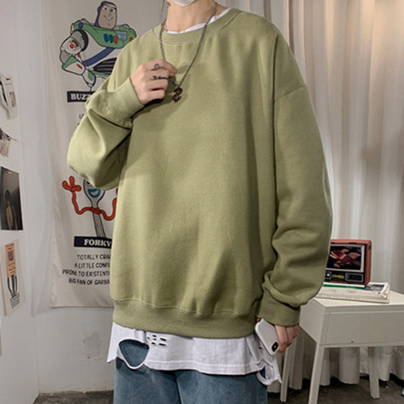 New Men Hoodies Autumn Winter Korean Fashion Letter Print Oversized Pullover Tops Harajuku Hip Hop Casual Sweatshirts Streetwear