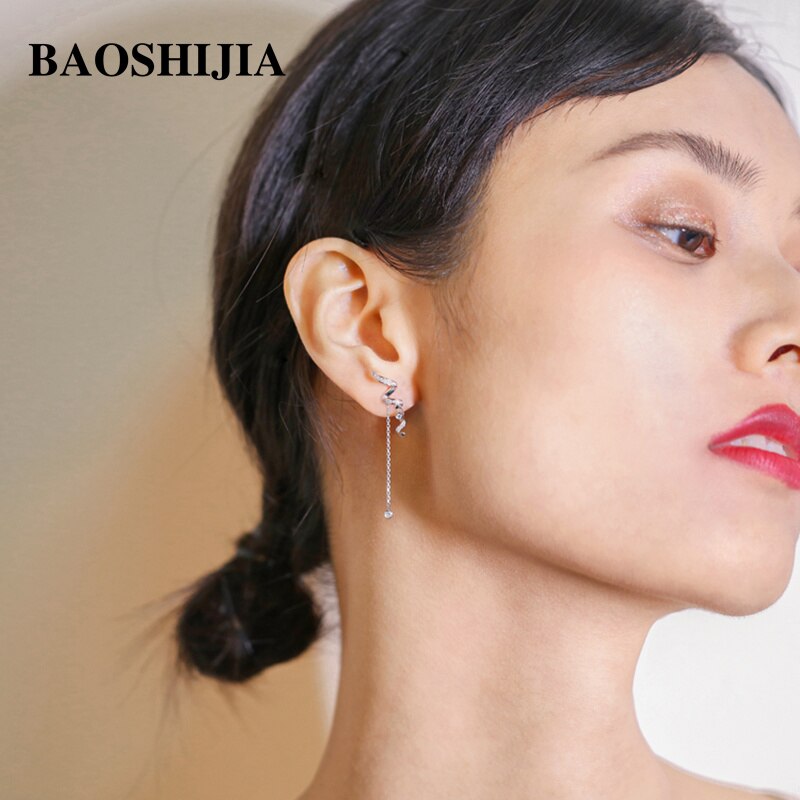 BAOSHIJIA Solid 18k White Gold Pretty Earrings Natural Diamonds Polish Shank Jewelry Luxurious Fine Fatanstic Prong Setting