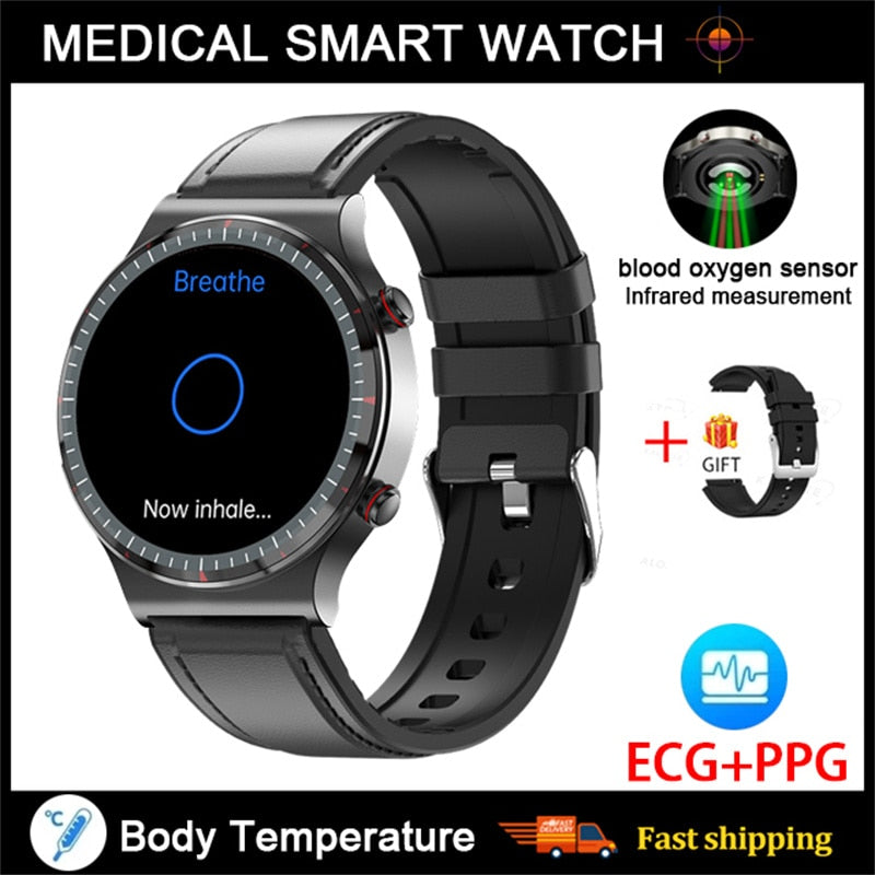 NEW Medical Grade Health Monitoring PPG + ECG Men Women Smart Watch Men Heart Rate Blood Oxygen Monitor Fitness Sport Smartwatch