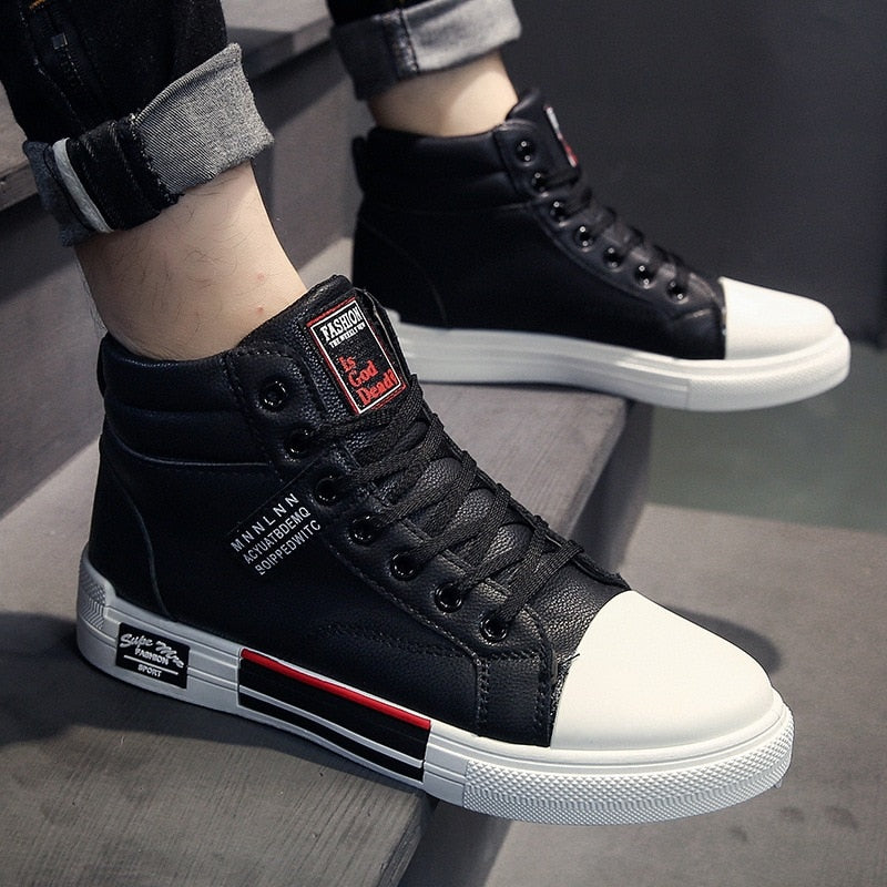 Brand Men High-Top Skateboard Shoes Leather Men&