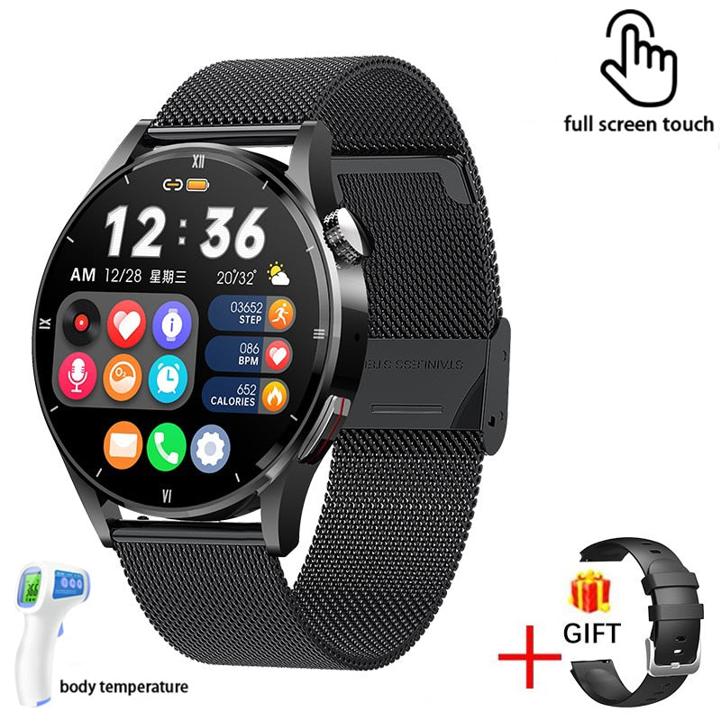 Lige Watch For Men Smart Watch AMOLED HD Screen Body Temperature Detection Ai Smart Voice Smartwatch 2022 Bluetooth Call Clock