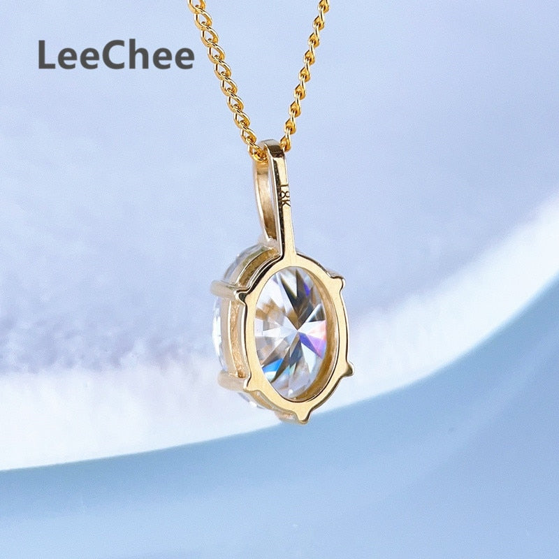 18K Gold Moissanite Pendant Real Au750 Necklace 1.5CT 6*8MM Oval Lab Diamond Fine Jewelry for Girl Party Gift with Certificate