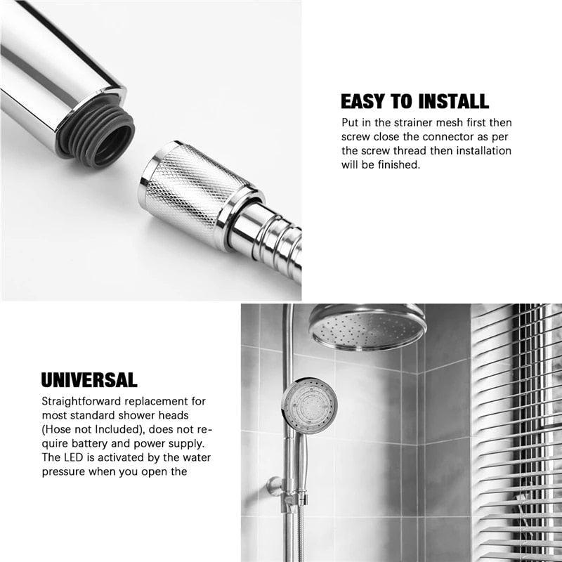 Shower Head LED Rainfall Shower Sprayer Automatically Color-Changing Temperature Sensor Water Saving Showerhead for Bathroom