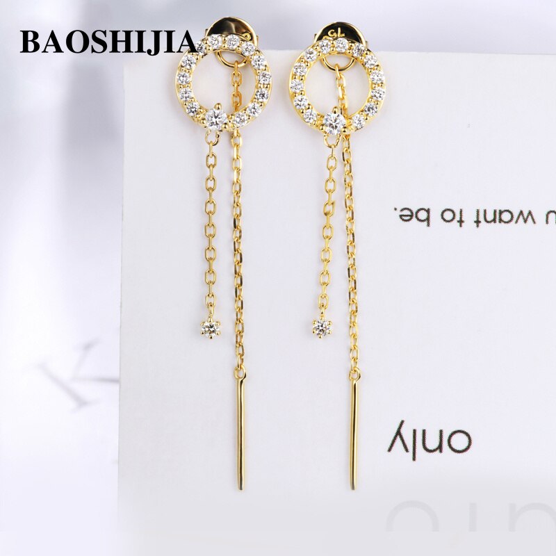 BAOSHIJIA Solid 18k Yellow Gold Luxury Earrings Beautyful Genuine Women&#39;s Jewelry Valentine&#39;s Day Style Anniversary