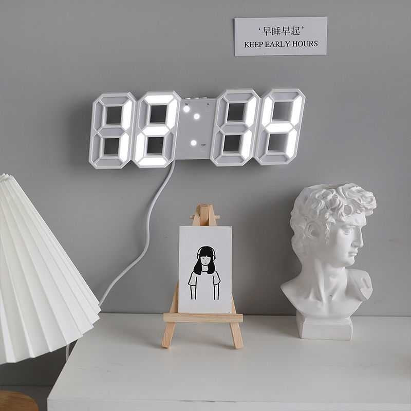 Nordic Large Digital Wall Clock Kitchen LED Display Home Clocks Wall Watch Night USB Electronic Alarm Clock Bathroom Table Clock