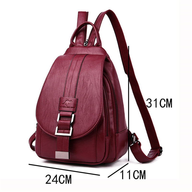 Hot Women Leather Backpacks Female Vintage Backpack For Teenage Girls School Chest Bag Travel Bagpack Ladies Sac A Dos Back Pack