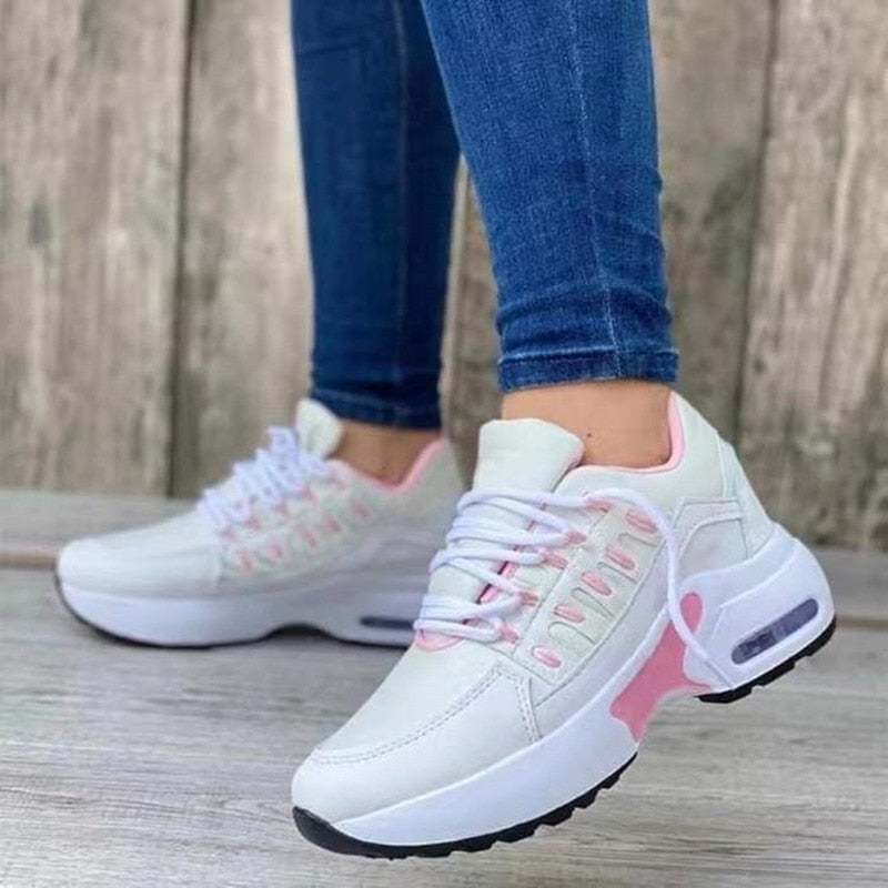 Wedge Platform Sneakers 2022 New Fashion Plus Size Casual Sport Shoes Ladies Lace-up Mesh Breathable Women Vulcanized Shoes