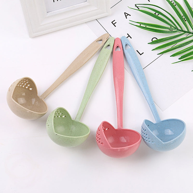 New Soup Spoon Long Handle Kitchen Strainer Solid Color Cooking Colander Kitchen Scoop Plastic Tableware Colander Hot