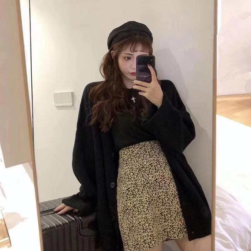 2022 Autumn Loose Cardigans Casual Vintage Women Knitted Sweaters Fashion Korean Long Sleeve Knitwear Female Solid V-neck Casual