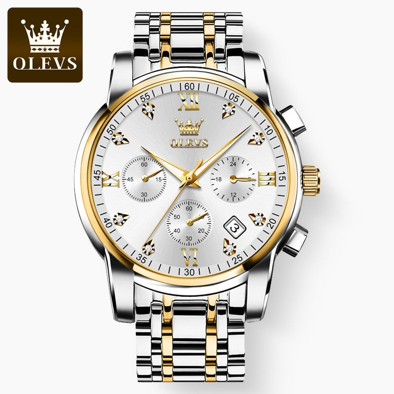 OLEVS Watches for Men Top Brand Luxury Chronograph Luminous Quartz Watch Fashion Business Waterproof Stainless Steel Wrist watch