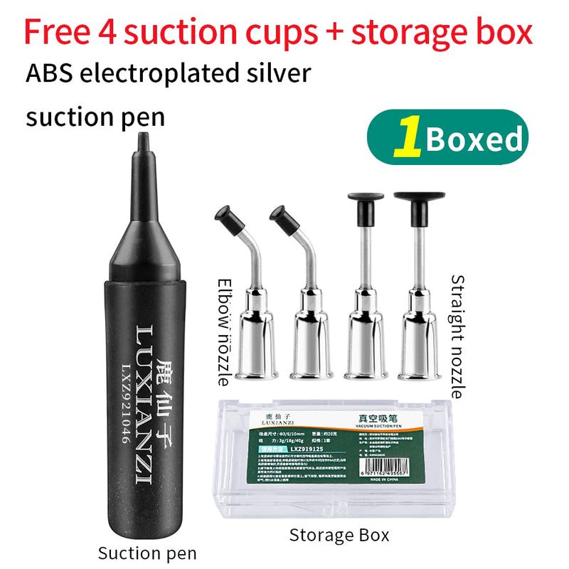 LUXIANZI Vacuum Suction Pen Kit with 3 Sucker IC SMD Tweezers Pick Up Tool Remover Sucker Pump Solder Desoldering Sucking Pens