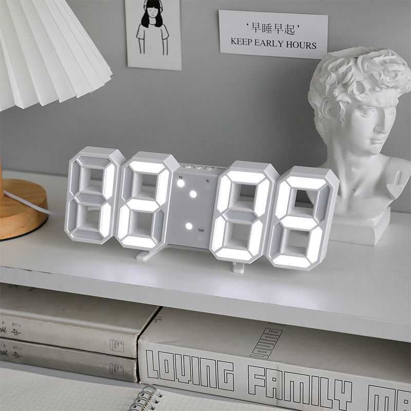 Nordic Large Digital Wall Clock Kitchen LED Display Home Clocks Wall Watch Night USB Electronic Alarm Clock Bathroom Table Clock