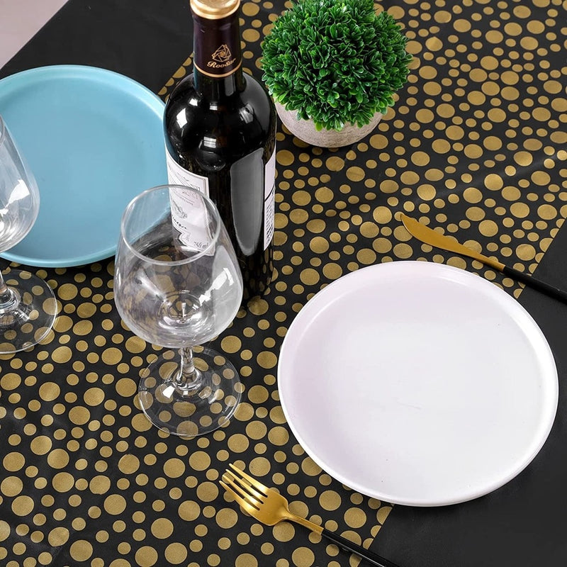 1pc TECHOME Disposable Table Cover Dotted Table Runner Design 54"x108" Waterproof Oilproof Tablecloths for Rectangle Tables