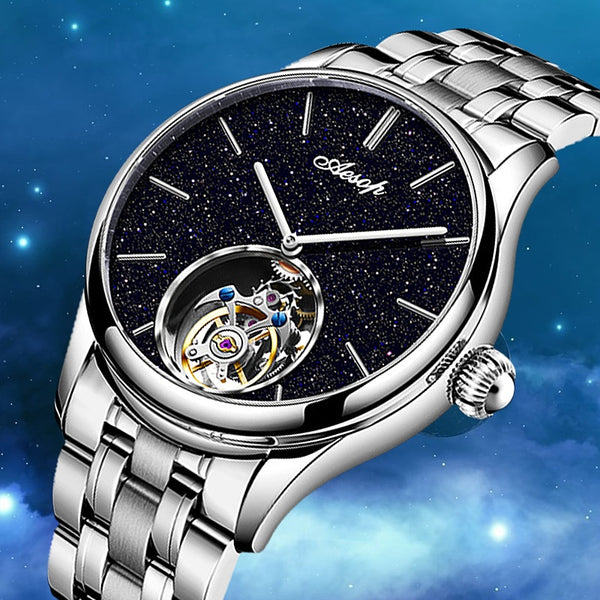AESOP Waterproof Tourbillon Watch 100% Real Diamond Flying Skeleton Mechanical Luxury Watches WristWatch For Men Sapphire Clock