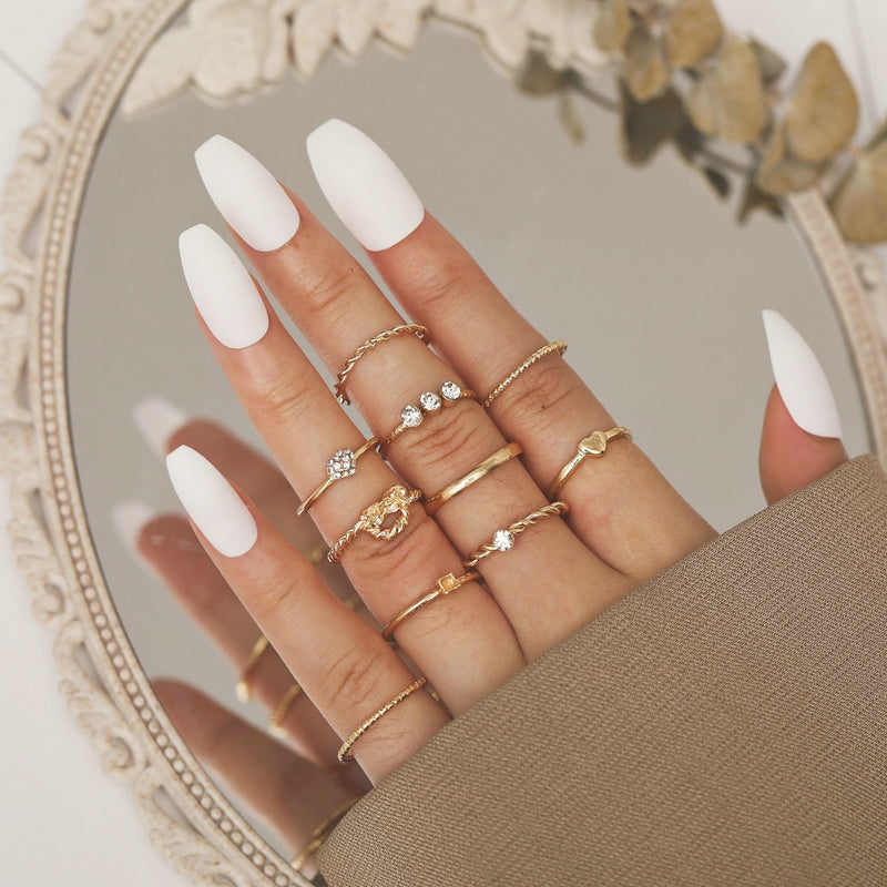 LATS Bohemian Gold Color Chain Rings Set for Women Fashion Boho Coin Snake Moon Star Rings Party 2022 Female Trend Jewelry Gifts