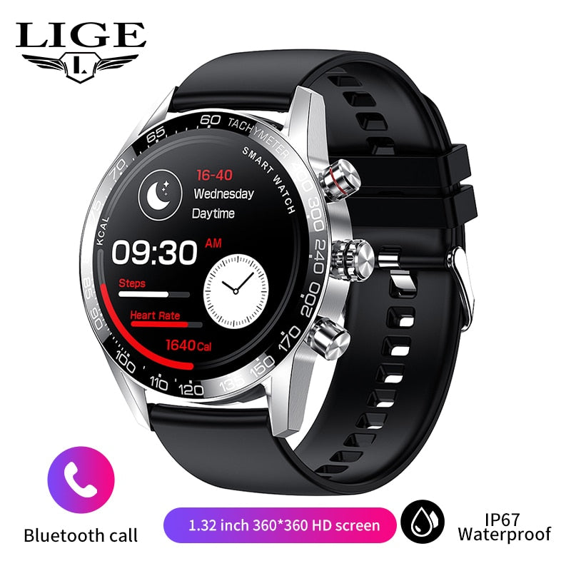 Lige 360 AMOLED HD Screen Watch For Men Smart Watch Bluetooth Calling Smartwatch 2022 Fashion Business Clock New Smartband Man