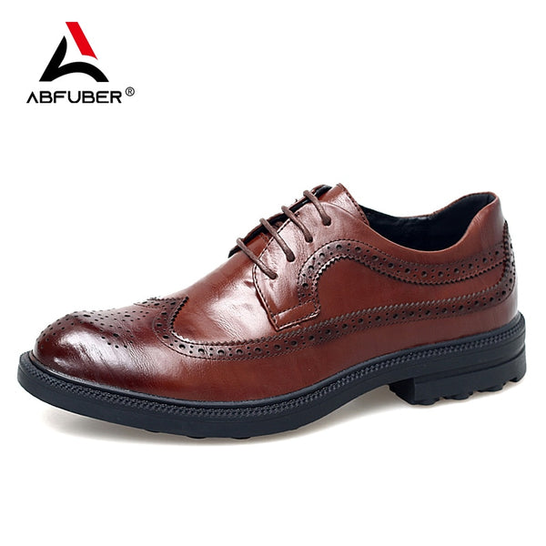 Europe Fashion Genuine Leather Shoes Men Formal Dress Shoes British Gentleman Brogue Shoes Slip-On Men Oxfords Shoes