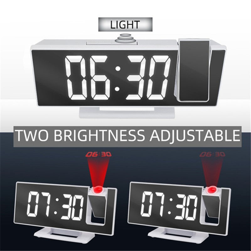 LED Digital Projection Alarm Clock Table Electronic Temperature Display Backlight Snooze Ceiling Clocks for Home Bedroom Timer