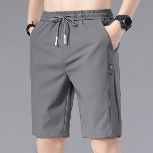 2022 Summer Men&#39;S Sports Shorts Solid Color Straight Pattern Loose Type Elastic Waist Drawstring Casual Shorts Jogging Pants