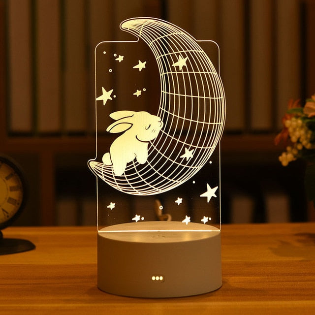 Romantic Love 3D Acrylic Led Lamp for Home Children&#39;s Night Light Table Lamp Birthday Party Decor Valentine&#39;s Day Bedside Lamp