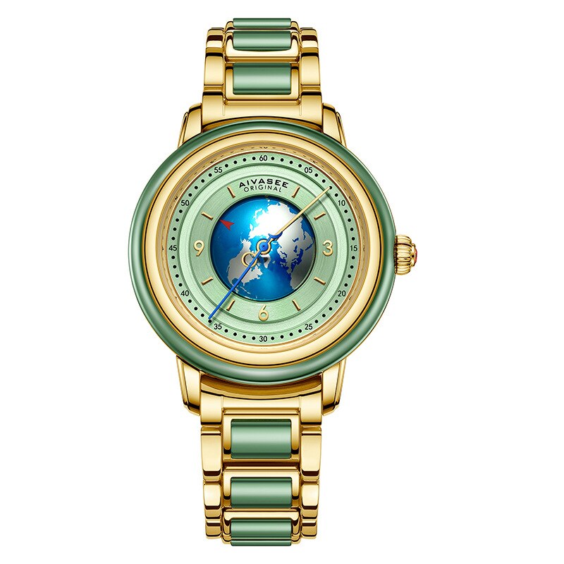 Luxury Business Men Watch Automatic Machines Sapphire Mirrors High-end Gift Jade Wristbatch Women Retro Personality Lovers Clock