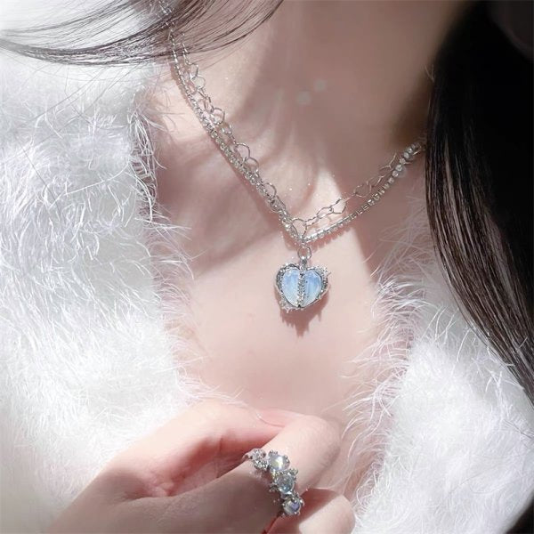 Fashion Cherry Blossoms Flower Necklace For Women Romantic Crystal Zircon Butterfly Flowers Pearl Shell Necklace Wedding Jewelry