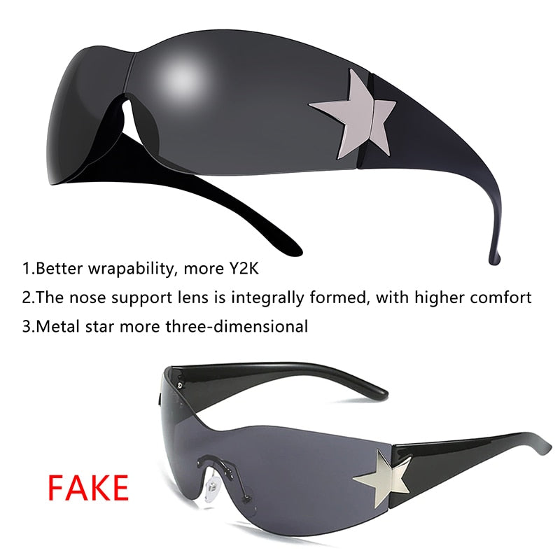 Punk One Piece Sunglasses Goggle New Y2k Luxury Brand Sun Glasses 2000&