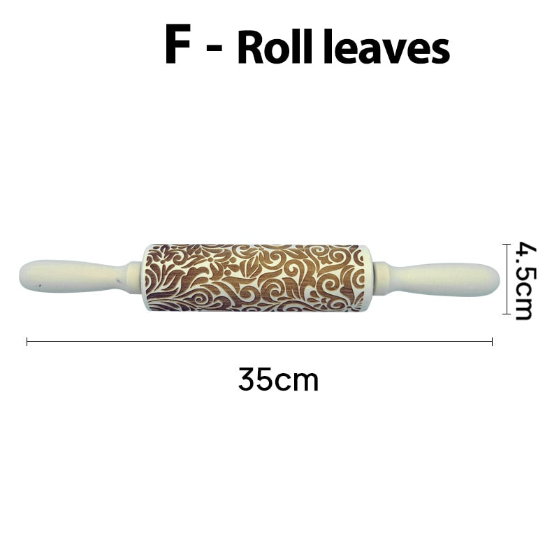 Christmas Embossing Rolling Pins With Patterns Wooden Roller Baking Embossed Cookies kitchen tools elk Snowflak