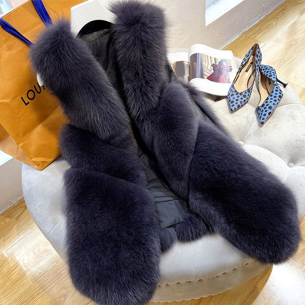 Women's Sleeveless Jacket Artificial Fur Coat Winter Korean Fashion Female Waistcoats Outerwear Warm Long Faux Fur Vest Oversize