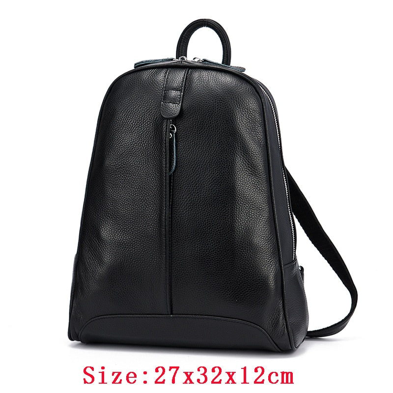 100% Full Grain Genuine Cow Leather White Black Beige Pink Yellow Black Women Backpacks Ladies Schoolbag Teenagers Cowhide Bag