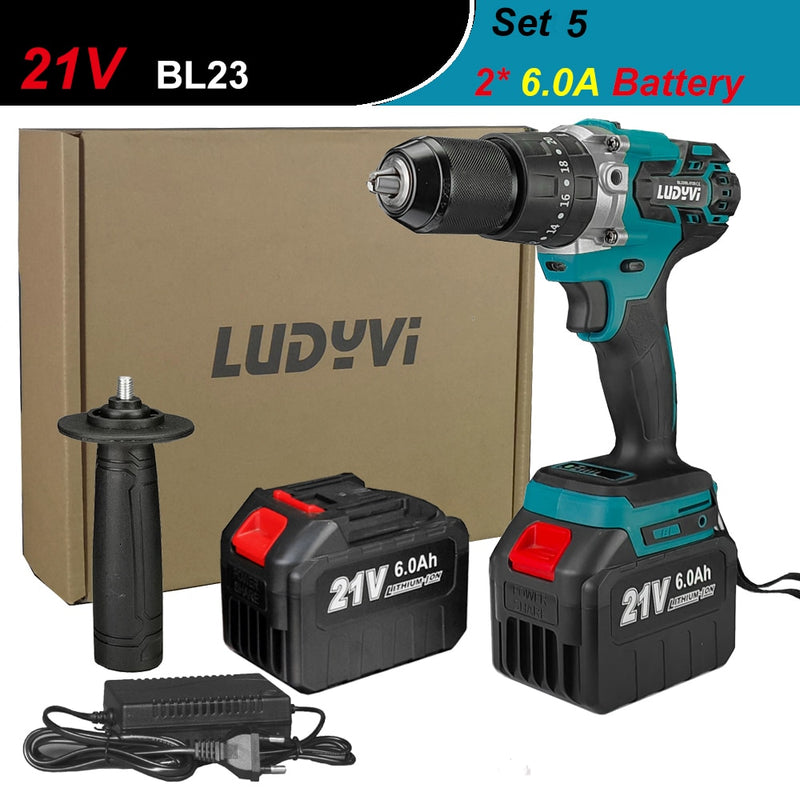 21V 13MM Brushless Electric Drill 120N/M 4000mah Battery Cordless Screwdriver With Impact Function Can Drill Ice Power Tools