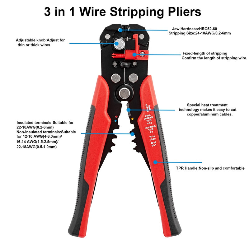 Wire Stripper Multifunctional Pliers Used For Cable Cutting Crimping Terminal 0.2-6.0mm High-precision Automatic Brand Hand Tool