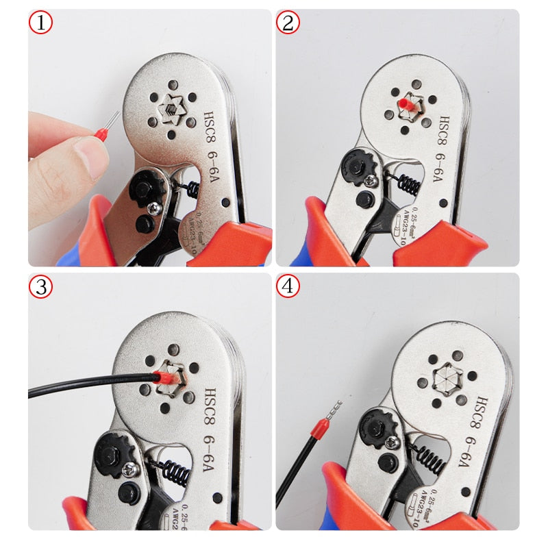 Wire Ferrule Crimping Tools Tube Terminal Crimping Pliers HSC8 6-4 0.25-10mm²/6-6 0.25-6mm² Electrician Fixtures Wire Tips