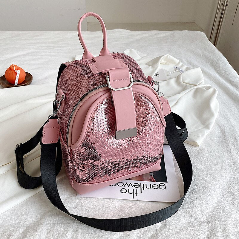 Luxury Brand Women Small Backpack Cotton and Pu Leather Backpacks for Teenager Girls Fashion Multifunction Lady Travel Back Bag