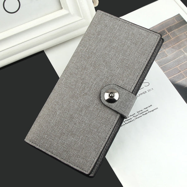 Canvas Wallet Men&#39;s Long Wallet Multi-card Wallet Simple Ultra-thin Coin Purse Bank Card Holder Clutch Photo Clip Bifold Wallet