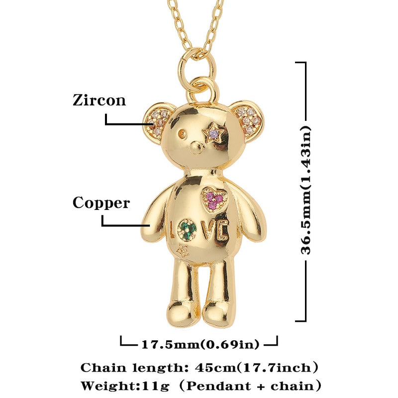 New Women's Fashion Jewelry Copper Plated Real Gold Pendant LOVE Love Bear Temperament Wild Necklace Party Holiday Gift