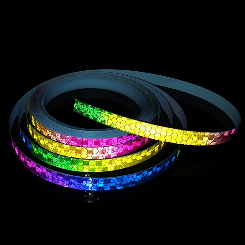 1cm*8m Bike Stickers Reflective Tape Fluorescent MTB Bike Bicycle Strips Cycling MTB Tapes for Bicycle Helmet Motorcycle Scooter