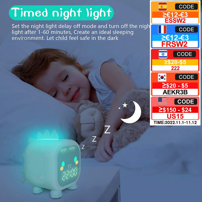 Kids Alarm Clock Cute Dinosaur Digital Alarm Clock For Kids Bedside Clock Children Sleep Trainier Wake Up Night Light Relojes