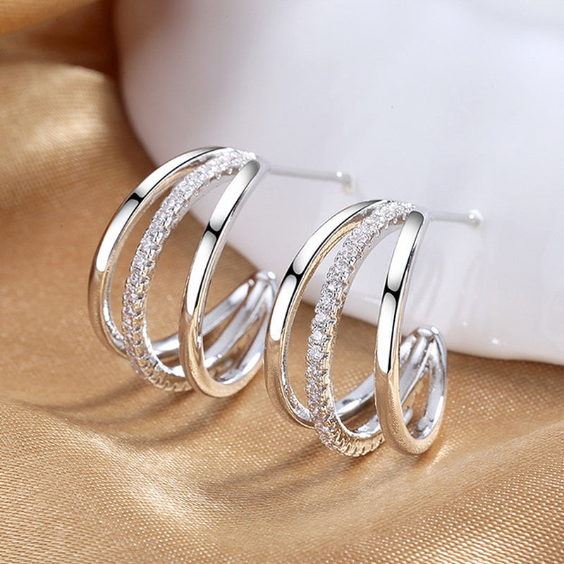 Huitan Silver Color Claws Stud Earrings with Crystal AAA CZ Stone Modern Design Fashion Versatile Accessories Women 2022 Jewelry