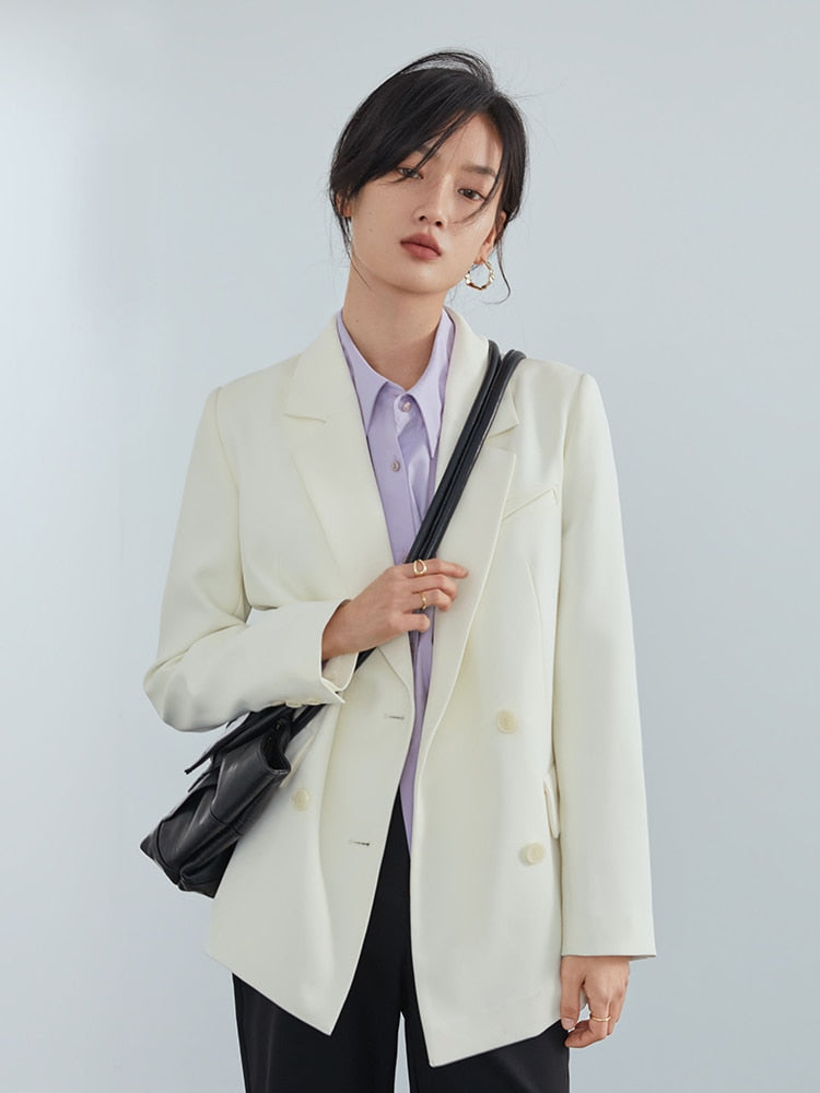 FSLE Office Ladies Casual White Blazer Women Spring Black Oversized Blazer Jacket Female Elegant Business Short Green Coat