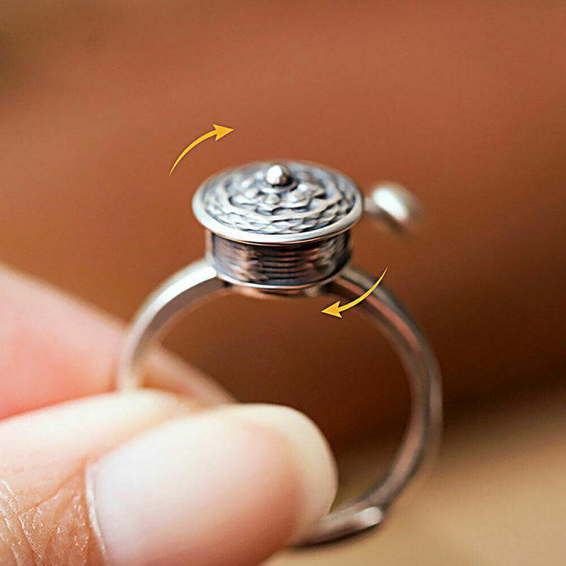 Retro Traditional Anxiety Relief Ring Adjustable Fidget Jewelry Women Gift Rotate Freely Anti Stress Anxiety Ring