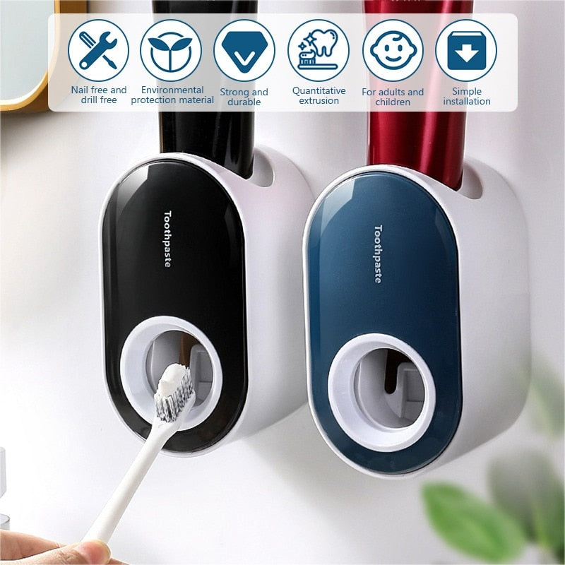 Toothpaste Squeezer Automatic Toothpaste Dispenser Holder Without Punching Dust-proof  Wall Mount Stand Bathroom Accessories Set