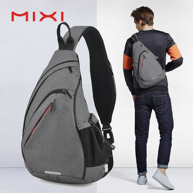 Mixi Men One Shoulder Backpack Women Sling Bag Crossbody USB Boys Cycling Sports Travel Versatile Fashion Bag Student School