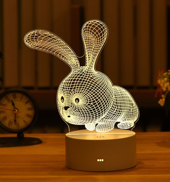 Romantic Love 3D Acrylic Led Lamp for Home Children&#39;s Night Light Table Lamp Birthday Party Decor Valentine&#39;s Day Bedside Lamp